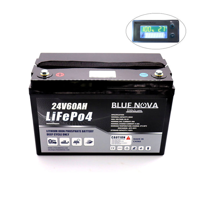 Optimal 24V60AH Trolling Boat Battery+LCD meter｜BlueNova Lithium